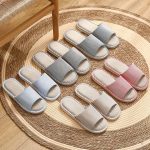 ⁦جيجي شبشب للنساء والرجال، شبشب كتان مفتوح عند الاصابع، صنادل صيفية للاستخدام الداخلي والخارجي وغرفة النوم⁩ - الصورة ⁦8⁩