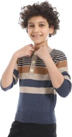 ⁦بلوفر مخطط برقبة دائرية ضيقة للاولاد⁩ - الصورة ⁦4⁩