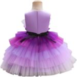 ⁦دي دانييلا - فستان شبكي للبنات الصغيرات بفيونكة امامية وحاشية مكشكشة - ازرق مظلل⁩ - الصورة ⁦4⁩