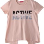 بلوزة باكمام قصيرة مطبوعة للبنات من نيكسجين، 4-5 سنوات، لون خوخي S24HDGLGSPG18