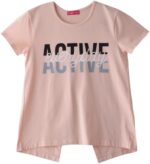 بلوزة باكمام قصيرة مطبوعة للبنات من نيكسجين، 4-5 سنوات، لون خوخي S24HDGLGSPG18