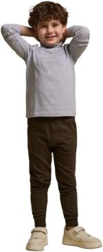 ار اند بي تيشرت سادة برقبة عالية واكمام طويلة للاولاد 525-0973KB013-6