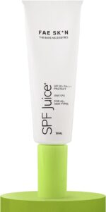 FAE Beauty No White Cast Lightweight Sunscreen With SPF 50+ PA++++ | Fragrance Free, Natural Finish | Non Greasy, Broad Spectrum SPF Juice | Hydrates Skin | For All Skin Types | Vegan (50ml)