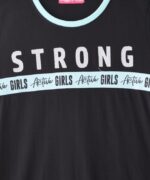 ⁦فستان من قطعة واحدة للبنات باكمام قصيرة وشريط مطبوع من نيكسجين، 7-8 سنوات، اسود S24HDGLGSPG01⁩ - الصورة ⁦2⁩