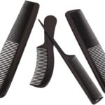 اليكدون مجموعة امشاط تصفيف الشعر، امشاط حلاقة احترافية للنساء والرجال، مشط تصفيف شعر مضاد للكهرباء الساكنة ومقاوم للحرارة، 4 قطع، مشط للشارب، مشط تصفيف عام (اسود)