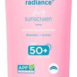واقي شمس راديانس + ديوي بعامل حماية من الشمس 50 PA+++ مع البطيخ والنياسيناميد | مرطب وخفيف الوزن وخالي من العطور لجميع انواع البشرة | حماية من الاشعة فوق البنفسجية والضوء الازرق للرجال والنساء من