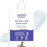 ارافي اورجانيك لوشن للجسم 10% ايه اتش ايه + 1% بي اتش ايه للتقشير - يعالج ساقين الفراولة والبشرة المتوترة بالسيراميد - لوشن لتفتيح البشرة بالنياسيناميد وزبدة الشيا - 200 مل