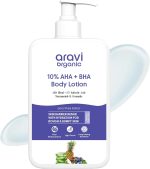 ارافي اورجانيك لوشن للجسم 10% ايه اتش ايه + 1% بي اتش ايه للتقشير - يعالج ساقين الفراولة والبشرة المتوترة بالسيراميد - لوشن لتفتيح البشرة بالنياسيناميد وزبدة الشيا - 200 مل