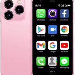 هاتف ذكي صغير XS15، شاشة 3 انش HD، اندرويد 8.1، ذاكرة RAM 2GB + ذاكرة روم 16GB، ثنائي شرائح الاتصال 3G، بطارية 900mAh، زهري