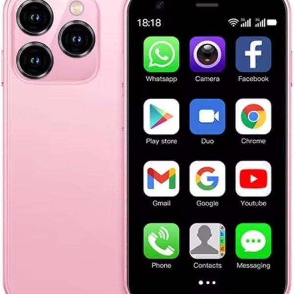 هاتف ذكي صغير XS15، شاشة 3 انش HD، اندرويد 8.1، ذاكرة RAM 2GB + ذاكرة روم 16GB، ثنائي شرائح الاتصال 3G، بطارية 900mAh، زهري