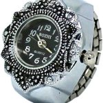 ساعة انالوج بمينا قابل للتمدد وخواتم اصبع قابلة للتعديل للنساء