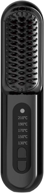 فرشاة فرد الشعر اللاسلكية من جويز، فرشاة فرد صغيرة محمولة مع 5 اعدادات لدرجة الحرارة، فرشاة تصفيف الشعر قابلة لاعادة الشحن للحصول على شعر ناعم وحريري، مثالية للاستخدام المنزلي والسفر