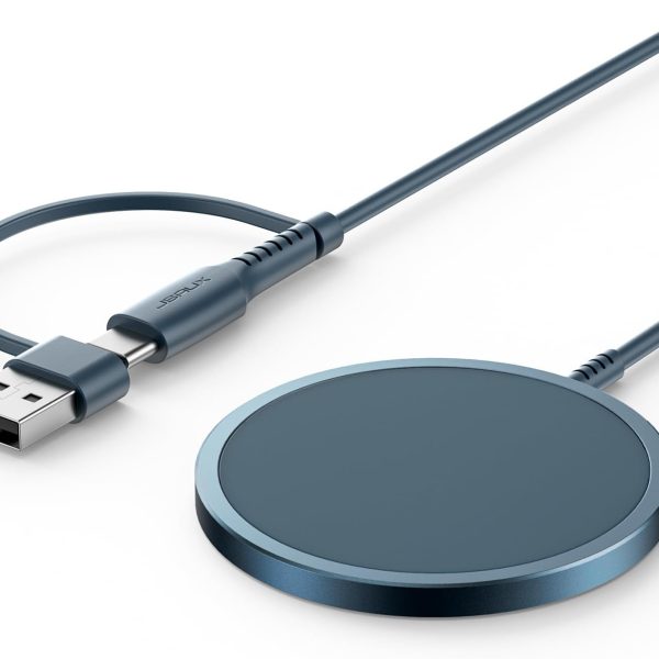 جي سوكس شاحن لاسلكي لماج سيف، شاحن مغناطيسي متوافق مع ايفون 16/16 برو/16 بلس/16 برو ماكس/ايفون 15 برو ماكس بلس/ايفون 14 13 12، قاعدة شحن لاسلكية من ماج تشارجر (ازرق)