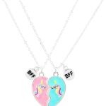 قلادة ميلبيز من يلو تشايمز للبنات والاطفال افضل صديق بقلادة على شكل قلب، قلادة مغناطيسية متطابقة على شكل قلب، قلادات بي اف اف للبنات والاطفال