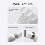 ⁦مجفف شعر اس اي لايت من لايفين، مجفف شعر ايوني سالب 150 مليون مع محرك عديم المسفرات 100000 دورة في الدقيقة، مجفف شعر قوي وسريع الجفاف وعالي السرعة ومنخفض الضوضاء، تصميم خفيف الوزن وصغير الحجم (ابيض)⁩ - الصورة ⁦2⁩