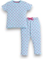 طقم بيجامة مكون من تيشرت مطبوع بالكامل للبنات الصغيرات من فيكتور اند جين، SS24GPJST205