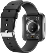 ⁦سوانك ساعة ذكية للياقة البدنية بشاشة منحنية رفيعة للغاية مع مراقب لمعدل ضربات القلب، شاشة ملونة 1.7 انش، سوار سيليكون اسود، تتبع النشاط، مستشعر درجة الحرارة، ساعة ذكية رياضية رقمية (اسود)⁩ - الصورة ⁦3⁩