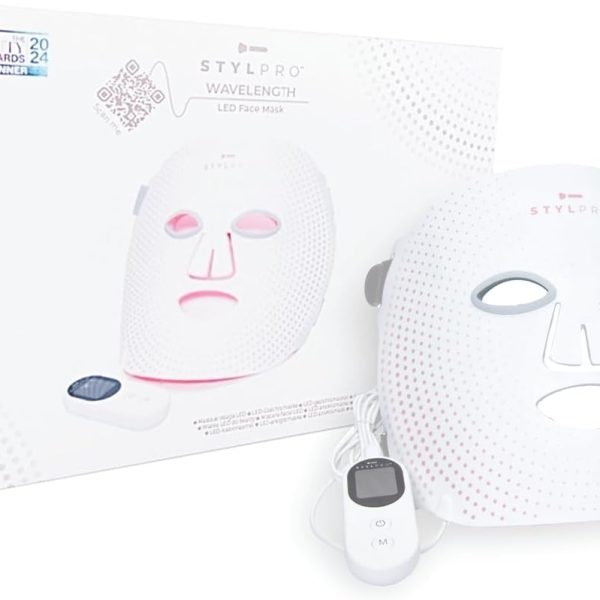ستايل برو قناع وجه باضاءة LED من ويفلينجث - متعدد الاوضاع للعناية بالبشرة مع ضوء احمر وازرق بالاشعة تحت الحمراء القريبة للتجاعيد والعيوب - مرن، قابل لاعادة الشحن، سهل الاستخدام، مصمم في المملكة