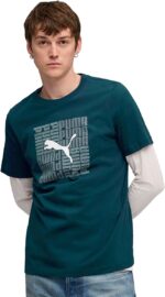 PUMA mens GRAPHIC Box Tee Green Terrain T-Shirt