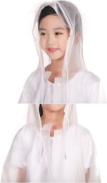 ⁦6 PCS Disposable Rain Ponchos for Kids,Emergency Raincoats for Boys Girls with Drawstring Hood and Sleeves,Waterproof Rain Coats Perfect for Camping,Hiking Travel Outdoor Accessories-Multicolor⁩ - الصورة ⁦2⁩
