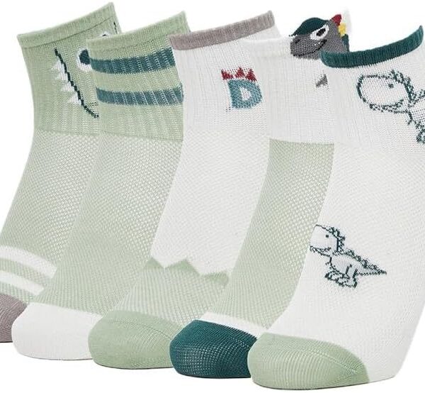 شرابات برسومات ديناصور للاولاد من ستايلي، عبوة من 5 قطع