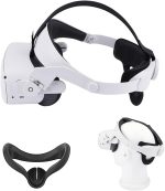 حزام اوكيولوس كويست 2 هالو وغطاء وجه سيليكون - بديل قابل للتعديل لسوار كويست 2 ايليت - يخفف ضغط الوجه بلمسة مريحة - ملحقات اوكيولوس كويست 2 في ار حزام راس (ابيض)