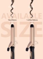 ⁦شعر مجعد من السيراميك من دوشر 25 ملم ذهبي مع شاشة LCD، درجة حرارة قابلة للتعديل، غير ضار ودائم للمنزل⁩ - الصورة ⁦6⁩