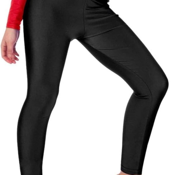 سروال ضيق لامع للبنات من ار اند ان فاشنز مصنوع من النايلون المرن والنيون قابل للتمدد بدون قدم مناسب لصالة الالعاب الرياضية واليوغا والديسكو