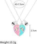 ⁦قلادة ميلبيز من يلو تشايمز للبنات والاطفال افضل صديق بقلادة على شكل قلب، قلادة مغناطيسية متطابقة على شكل قلب، قلادات بي اف اف للبنات والاطفال⁩ - الصورة ⁦5⁩