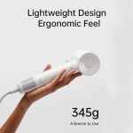 ⁦مجفف شعر اس اي لايت من لايفين، مجفف شعر ايوني سالب 150 مليون مع محرك عديم المسفرات 100000 دورة في الدقيقة، مجفف شعر قوي وسريع الجفاف وعالي السرعة ومنخفض الضوضاء، تصميم خفيف الوزن وصغير الحجم (ابيض)⁩ - الصورة ⁦7⁩