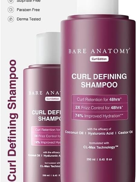 بير اناتومي شامبو كيرل ديفينينج | يحافظ على التجعيد وحماية مرتين من التجعد لمدة 48 ساعة | مدعوم بزيت جوز الهند وحمض الهيالورونيك وزيت الخروع | خالي من الكبريتات والبارابين | للنساء والرجال | 250 مل