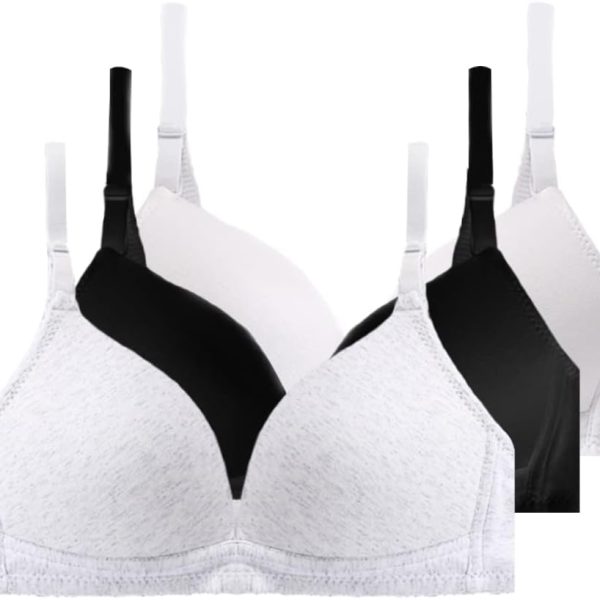 حمالات صدر رياضية للبنات والمراهقين من سن 8-10، 10-12، 12-14، 14-16 سنة، حمالة صدر قطنية لاسلكية مبطنة خفيفة