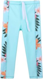 ⁦ملابس سباحة للبنات من قطعتين مزينة بطبعات زهور تقي من الطفح الجلدي مع عامل وقاية من أشعة الشمس الضارة 50⁩ - الصورة ⁦4⁩