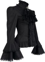 ⁦بلوزة فيكتوريان للنساء، قميص لوليتا قوطي عتيق بأكمام طويلة بلوزات مكشكشة لوتس⁩ - الصورة ⁦5⁩