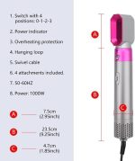 ⁦مجموعة ادوات مجفف وتصفيف الشعر بالهواء الساخن 5 في 1 - مجفف شعر متعدد الوظائف، مجعد، تمليس ومكثف ومنعم مع ملحقات قابلة للتبديل لجميع انواع الشعر⁩ - الصورة ⁦5⁩