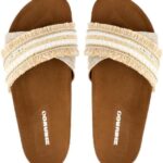 صندل زيفاجو مصنوع يدويا من بيكابو، تصميم حزام متقاطع مطرز، نعل منسوج ناعم، بيج