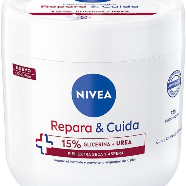 نيفيا كريم مرطب للجسم والوجه واليدين من ريبارا اند كير (1 × 400 مل)، كريم مرطب مع الجلسرين واليوريا، ترطيب 72 ساعة لبشرة جافة وخشنة للغاية