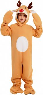 ⁦زي بيجامة للاطفال من قطعة واحدة، ملابس نوم قطيفة على شكل حيوانات للاولاد والبنات، مثالي لحفلات الهالوين التنكرية والكريسماس⁩ - الصورة ⁦4⁩