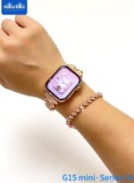 ⁦مجموعة ساعة ذكية صغيرة G15 سلسلة 10 انيقة مع ساعة انالوج وسوار مع 3 ازواج من الاساور وكيبل شحن مصمم للنساء من هاينوتيكو⁩ - الصورة ⁦5⁩