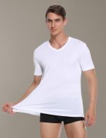 ⁦كولورفول ليف قمصان داخلية للرجال برقبة دائرية ضيقة واكمام قصيرة من الخيزران، عبوة من 3 قطع⁩ - الصورة ⁦8⁩