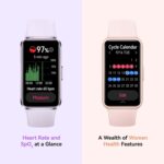 ⁦هواوي ساعة ذكية باند 10 مع مراقبة لياقة بدنية تعمل بالذكاء الاصطناعي، تحليل احترافي للنوم، مساعد للرفاهية العاطفية، تصميم معدني انسيابي، شحن سريع، iOS اندرويد، زهري⁩ - الصورة ⁦7⁩