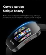 ⁦سوانك ساعة ذكية للياقة البدنية بشاشة منحنية رفيعة للغاية مع مراقب لمعدل ضربات القلب، شاشة ملونة 1.7 انش، سوار سيليكون اسود، تتبع النشاط، مستشعر درجة الحرارة، ساعة ذكية رياضية رقمية (اسود)⁩ - الصورة ⁦5⁩