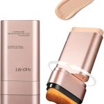 2 In 1 Anti Wrinkle Foundation Stick, Flawless Eraser Foundation Stick- Hydrating Lightweight, Double Head Fou-ndation Make Up with Brush,Multi-Use Face Makeup Contour St-ick (Natural Color)