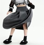 ⁦تنورة طويلة بكسرات للنساء من سي بي واي بي سي ار دي، تنورة كاجوال بقصة ايه لاين عالية الخصر بتصميم نحيف صيفي عصري للبنات في المدرسة، تنورة بطول الركبة للنساء⁩ - الصورة ⁦6⁩