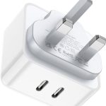 اييونوس شاحن USB C PD 40 واط بمنفذين شاحن ايفون سريع محول شاحن متعدد النوع C شاحن حائط USB لايفون 17 16 15 14، ايباد برو/اير، جالكسي S24 S23 S22، ماك بوك برو/اير، لابتوب ديل اتش بي