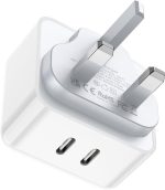 اييونوس شاحن USB C PD 40 واط بمنفذين شاحن ايفون سريع محول شاحن متعدد النوع C شاحن حائط USB لايفون 17 16 15 14، ايباد برو/اير، جالكسي S24 S23 S22، ماك بوك برو/اير، لابتوب ديل اتش بي