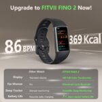 ⁦اف اي تي في اي اي ساعة ذكية لتتبع اللياقة البدنية من فينو 2 مع قياس ضغط الدم والاكسجين في الدم ومعدل ضربات القلب والنوم 24/7، مقاومة للماء بتصنيف IP68 لمقاومة المياه والغبار مع عداد خطوات للسعرات⁩ - الصورة ⁦2⁩