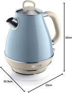 ⁦غلاية ابريق لاسلكية طراز ريترو 2869/05 من اريتي، فلتر خارجي قابل للازالة وبارد للمس، سعة 1.7 لتر، تصميم عتيق، ازرق 'ضمان المصنع لمدة عام واحد على الاقل'⁩ - الصورة ⁦7⁩