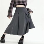 ⁦تنورة طويلة بكسرات للنساء من سي بي واي بي سي ار دي، تنورة كاجوال بقصة ايه لاين عالية الخصر بتصميم نحيف صيفي عصري للبنات في المدرسة، تنورة بطول الركبة للنساء⁩ - الصورة ⁦5⁩