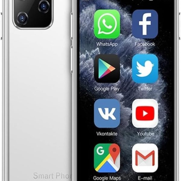 جوال صغير 3G، هاتف ذكي XS11 صغير 2.5 انش اندرويد 6.0 1GB RAM 8GB روم رباعي النواة ثنائي شرائح الاتصال 1000mAh مع زجاج ثلاثي الابعاد نحيف كاميرا HD واي فاي (ابيض)